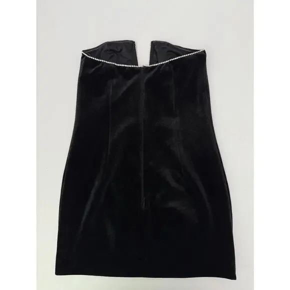 Meshki Elysia Rhinestone Black Strapless Mini Dress - Small - Picture 4 of 8